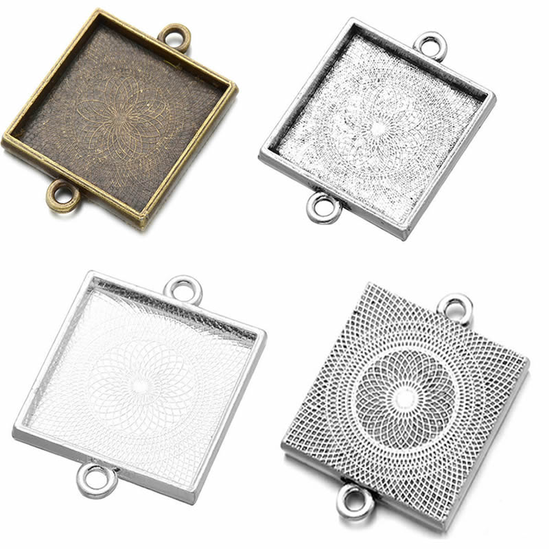 Bezels Set Pendant - Onebeading Fit-cabujones cuadrados de 25x25mm, marco